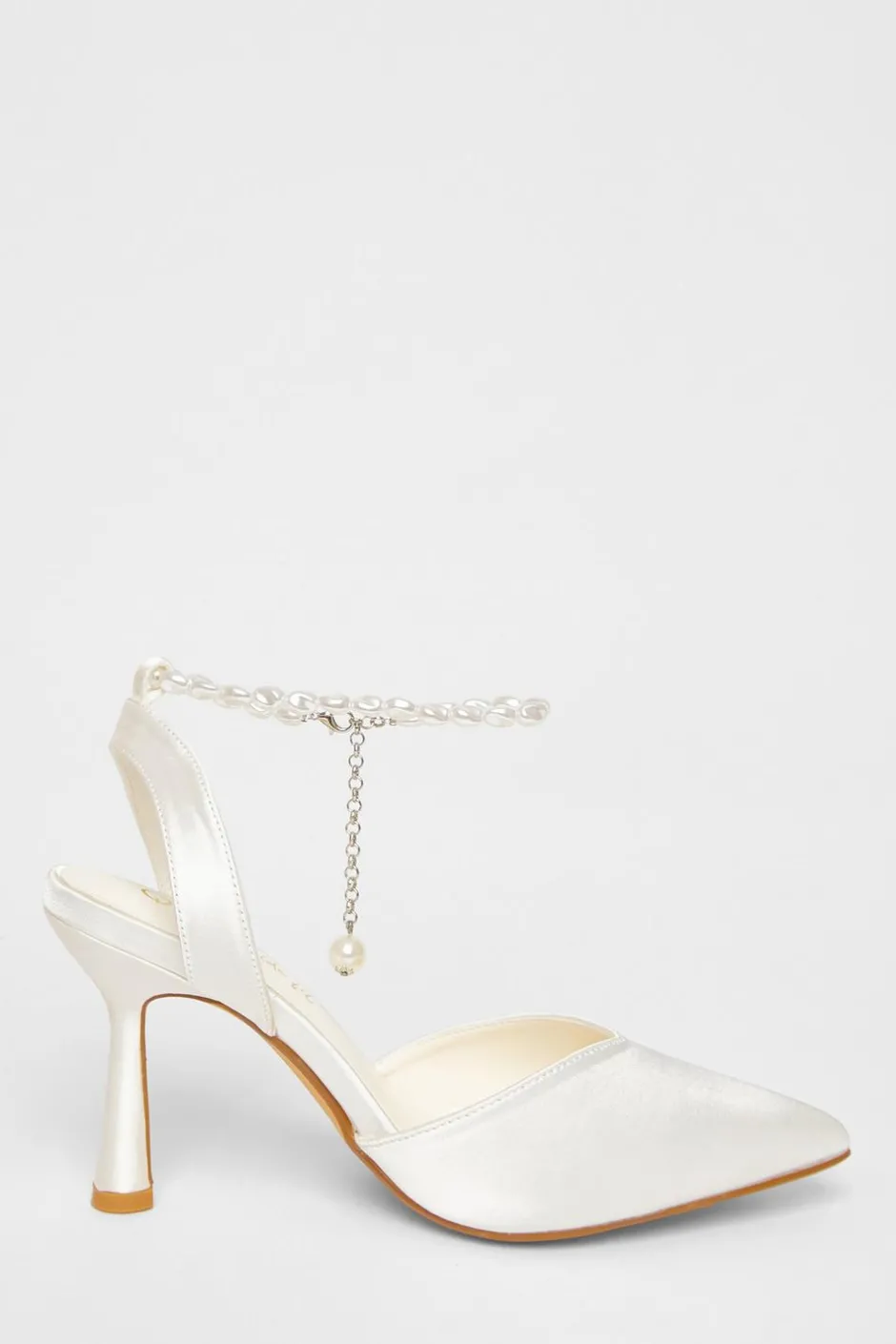 Quiz Wide Fit Pearl Strap Court Heels White Outlet