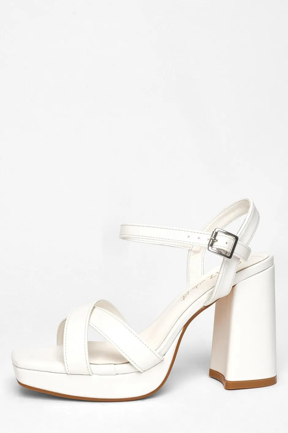 Quiz Wide Fit Platform Heels White Discount