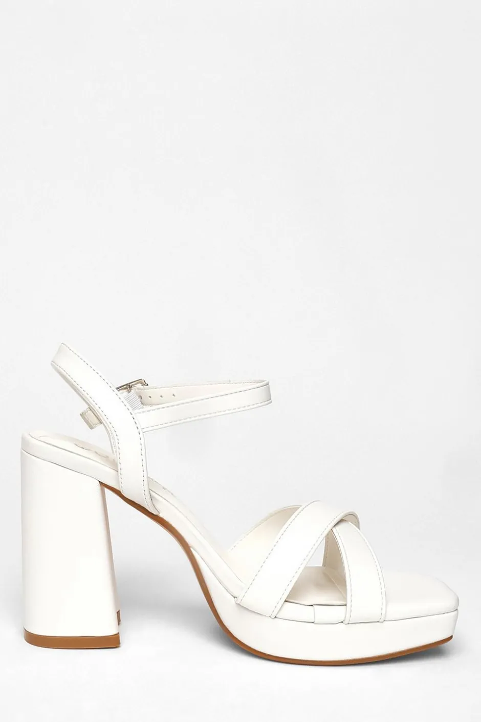 Quiz Wide Fit Platform Heels White Discount