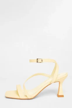 Quiz Wide Fit Asymmetric Strap Heels Yellow Hot