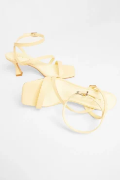 Quiz Wide Fit Asymmetric Strap Heels Yellow Hot