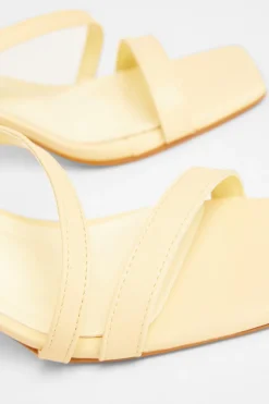 Quiz Wide Fit Asymmetric Strap Heels Yellow Hot