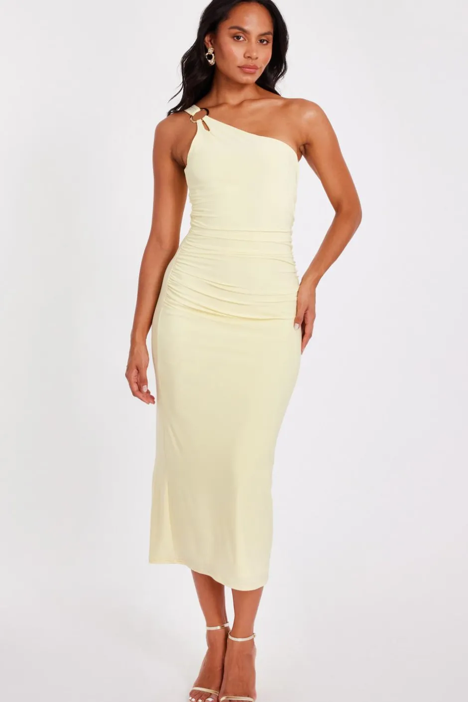 Quiz Buckle Detail Midaxi Dress Yellow