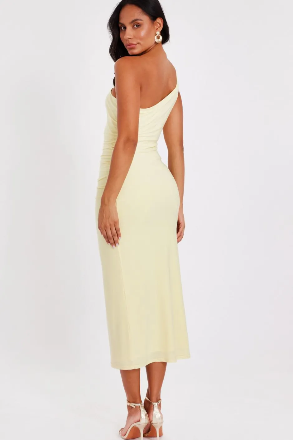 Quiz Buckle Detail Midaxi Dress Yellow