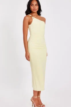 Quiz Buckle Detail Midaxi Dress Yellow