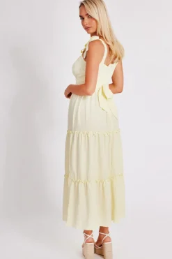 Quiz Crinkle Midaxi Dress Yellow Online