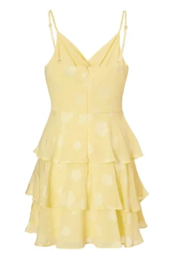 Quiz Yellow Floral Tiered Skater Dress Outlet