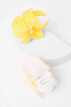 Quiz Flower Hair Claw Set Yellow New