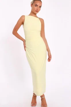 Quiz Gold Buckle Midaxi Dress Yellow Discount
