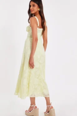 Quiz Jacquard Ruched Midaxi Dress Yellow Best