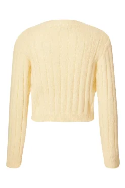 Quiz Knit Cropped Jumper Yellow Sale