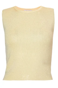 Quiz Knit Diamante Crop Top Yellow Best