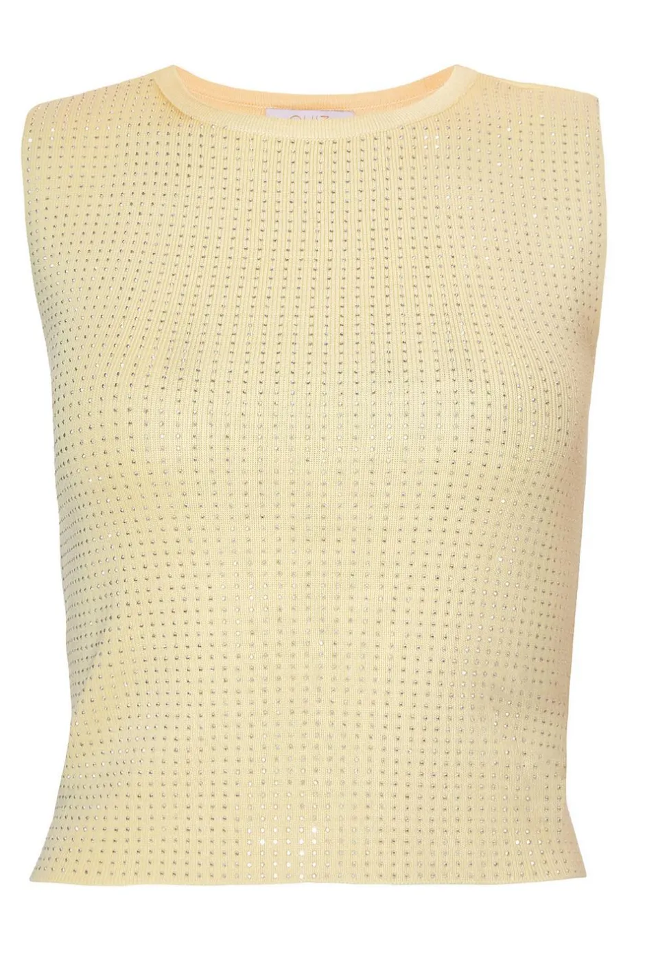 Quiz Knit Diamante Crop Top Yellow Best