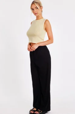 Quiz Knit Diamante Crop Top Yellow Best