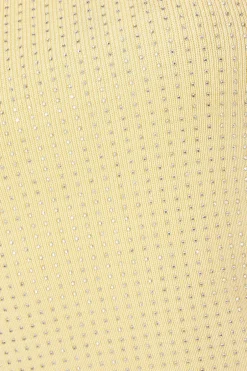 Quiz Knit Diamante Crop Top Yellow Best