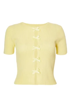 Quiz Yellow Knitted Bow Detail Top Outlet