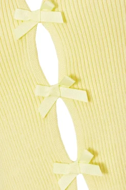 Quiz Yellow Knitted Bow Detail Top Outlet