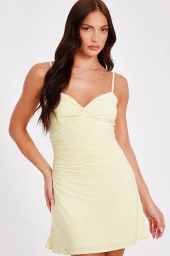 Quiz Knot Front Mini Dress Yellow