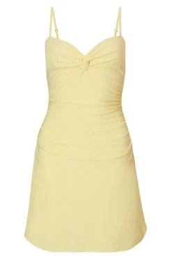 Quiz Knot Front Mini Dress Yellow