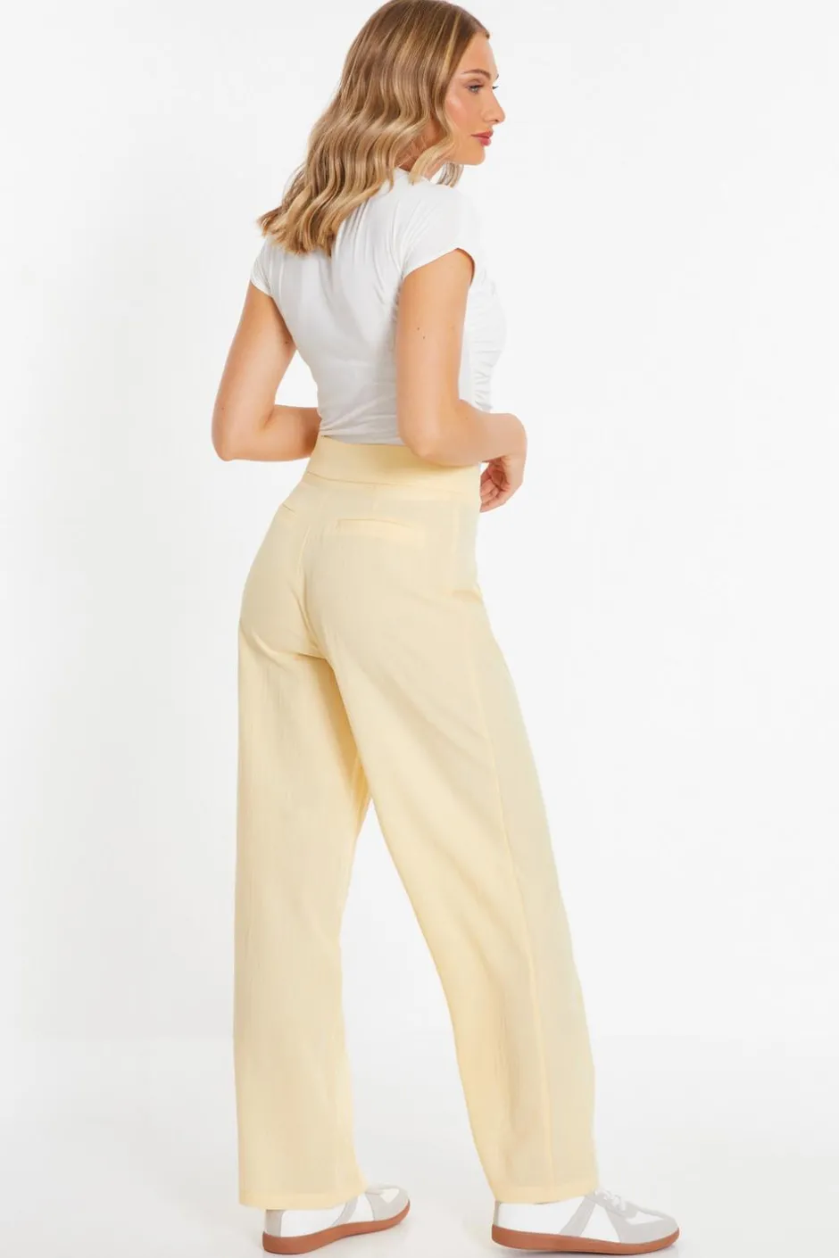 Quiz Linen Palazzo Trousers Yellow