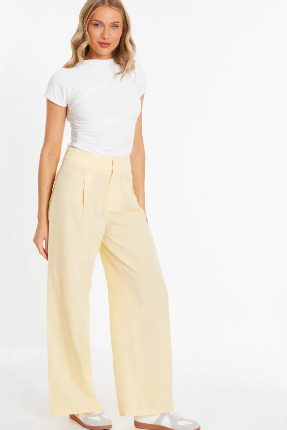 Quiz Linen Palazzo Trousers Yellow