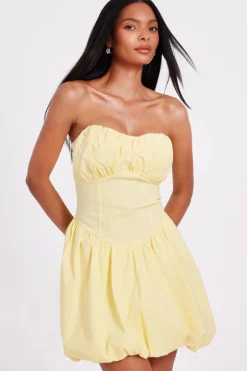 Quiz Yellow Puff Ball Skater Dress Clearance