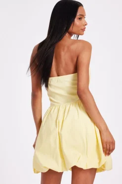 Quiz Yellow Puff Ball Skater Dress Clearance
