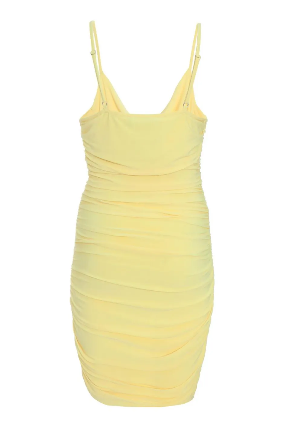 Quiz Yellow Ruched Bodycon Mini Dress Discount