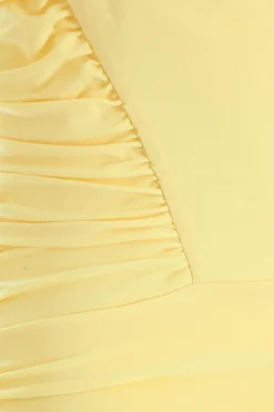 Quiz Yellow Ruched Bodycon Mini Dress Discount