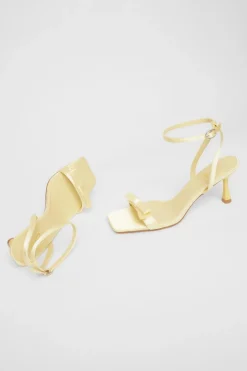 Quiz Yellow Satin Bow Heels Outlet