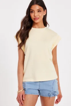 Quiz Stud Detail Top Yellow Online